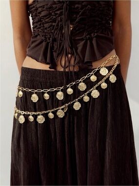 Zara Metallic Coin Belt in Gold Tone